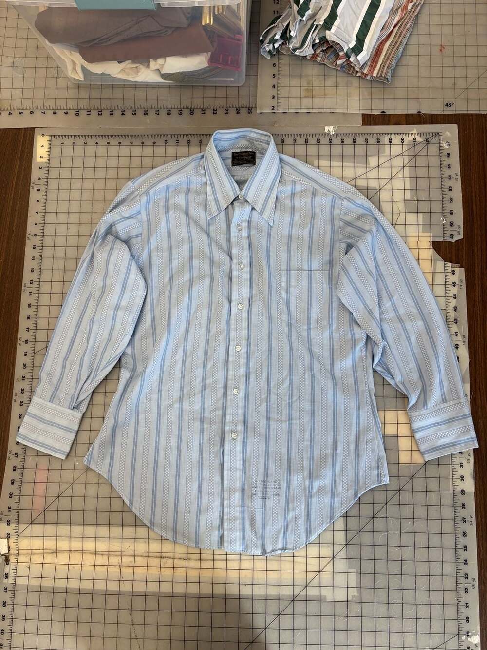 Vintage Sears The Comfort-Shirt Perma-Prest Striped Button Down Shirt 16 33